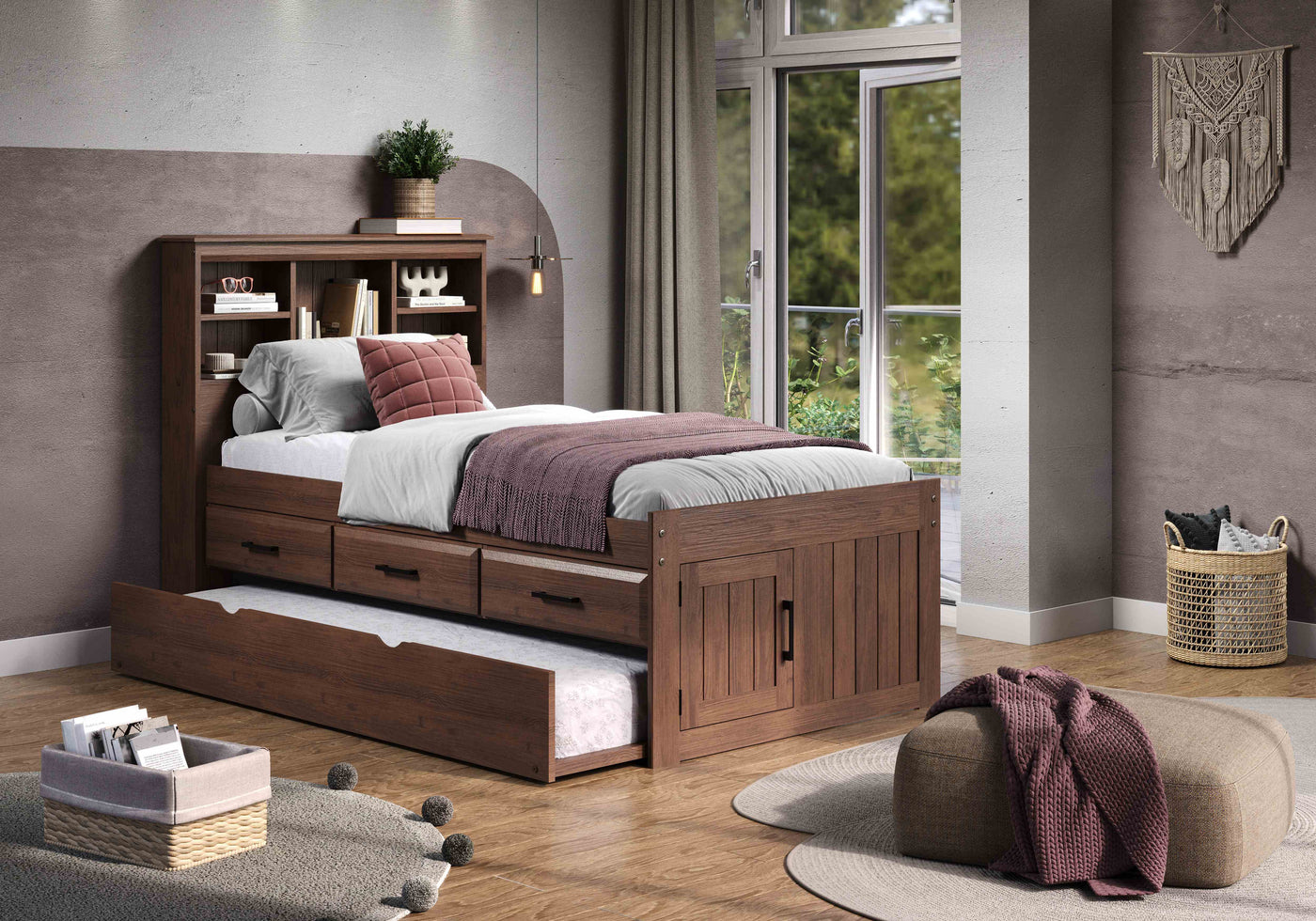 Claire Twin Size Storage Daybed in Walnut
