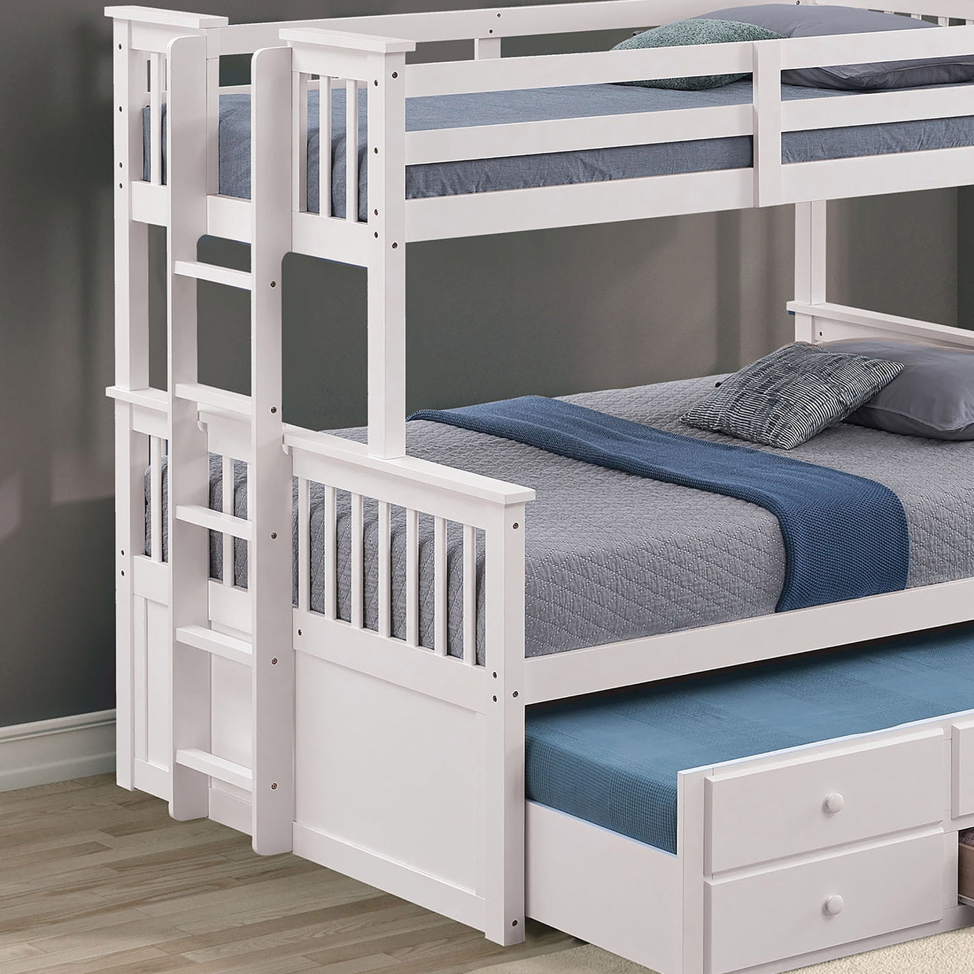 Penelope Twin over Full Captains Bunk Bed in White