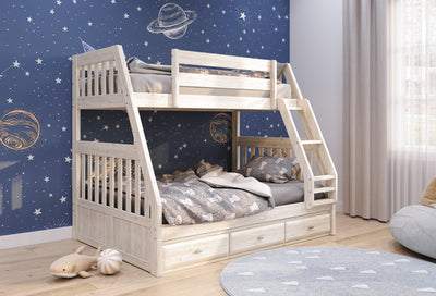 Julia Distressed White Twin over Full Bunk Bed Custom Kids Furniture