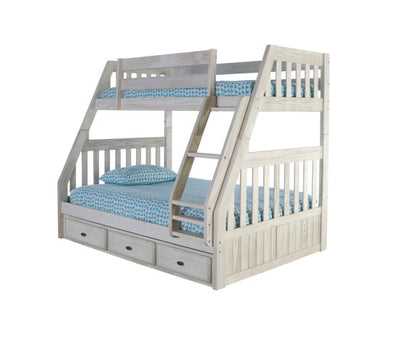 Julia Distressed White Twin over Full Bunk Bed Custom Kids Furniture