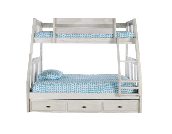 Julia Distressed White Twin over Full Bunk Bed Custom Kids Furniture