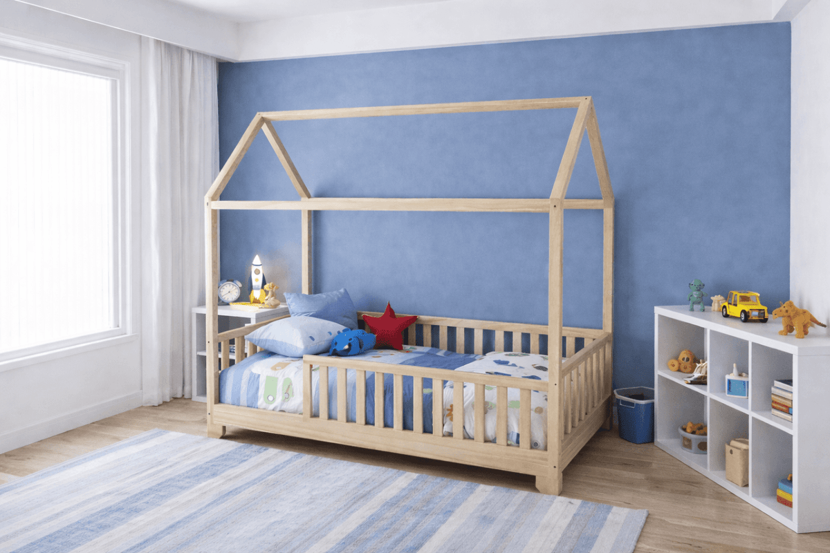 Aiden Convertible Toddler House Bed with Rails