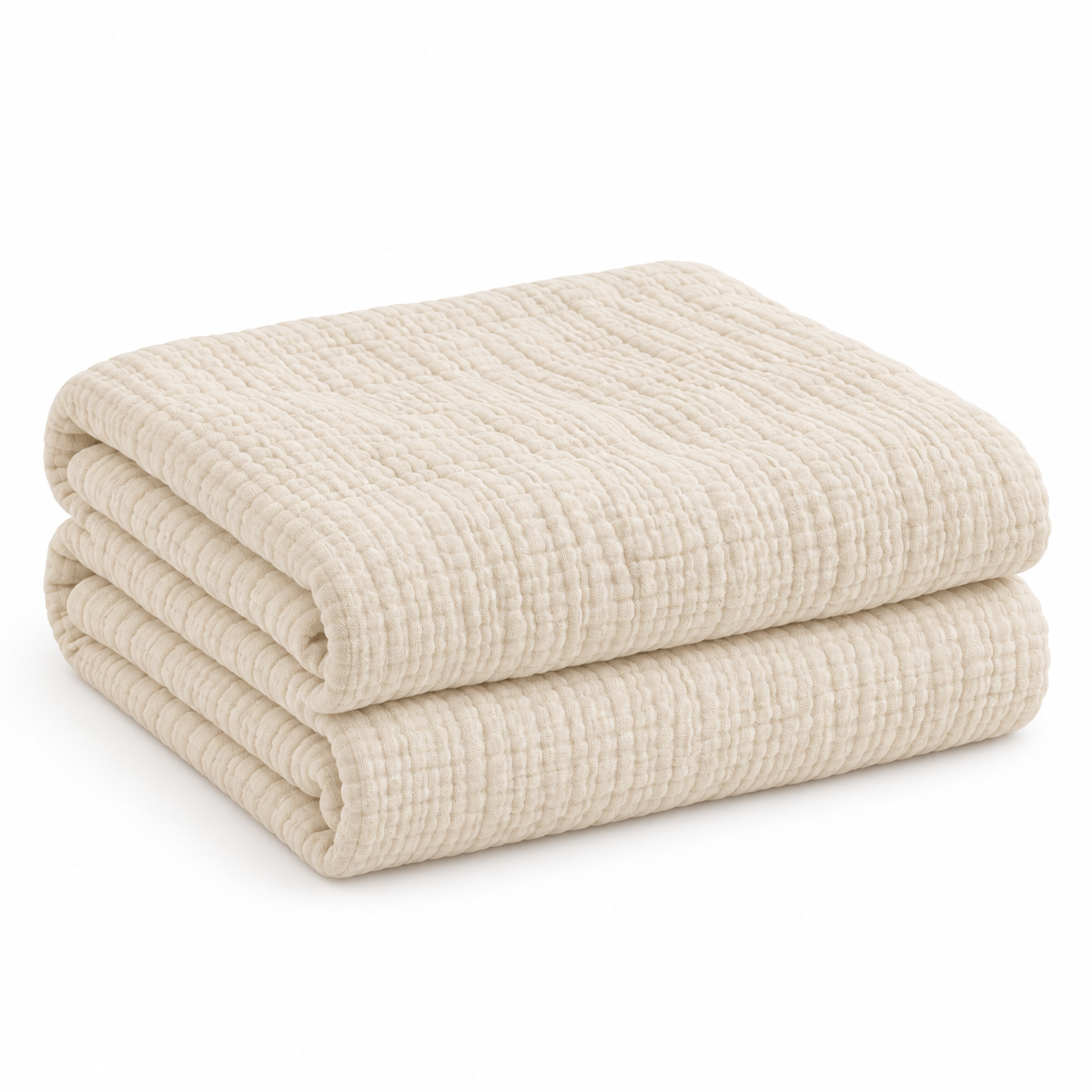 Folded cream six-layer cotton muslin comforter for kids’ twin and full beds