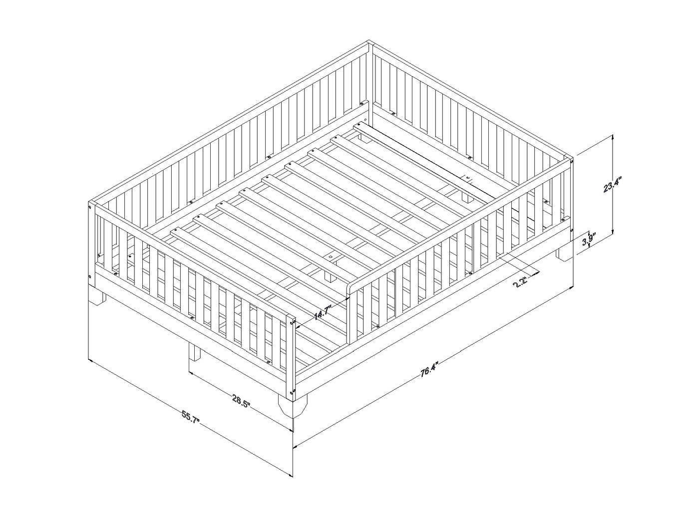 Luca Montessori Toddler Bed | Floor Bed with Rails