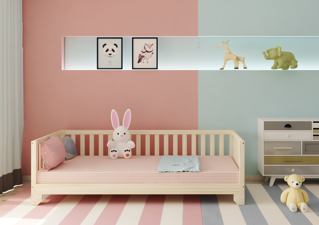 Luca Toddler Floor Bed with Rails | Custom Kids Furniture