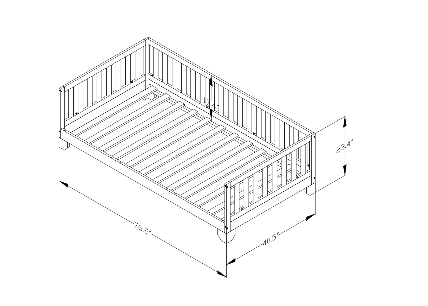 Luca Toddler Floor Bed with Rails | Custom Kids Furniture