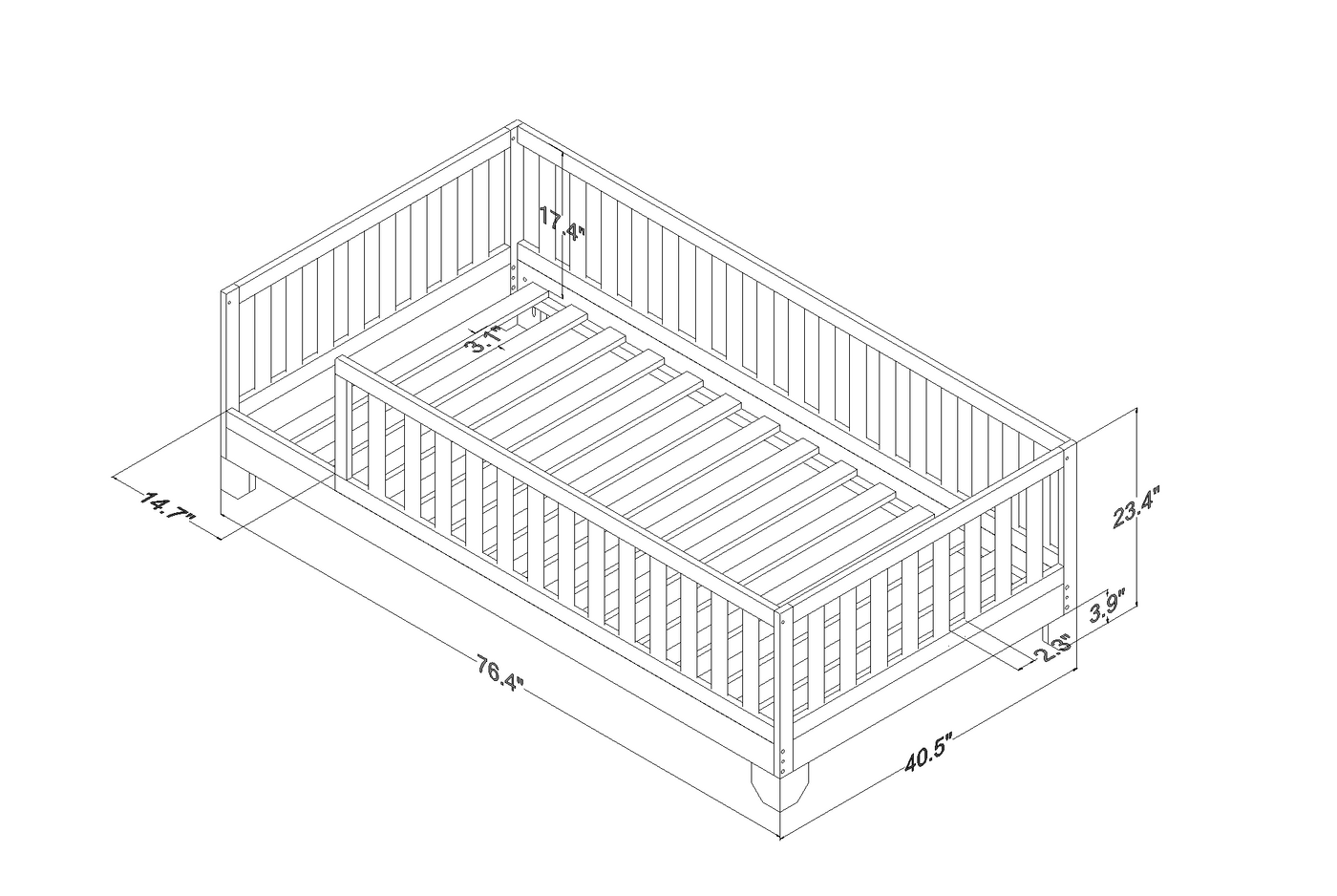 Luca Montessori Toddler Bed | Floor Bed with Rails