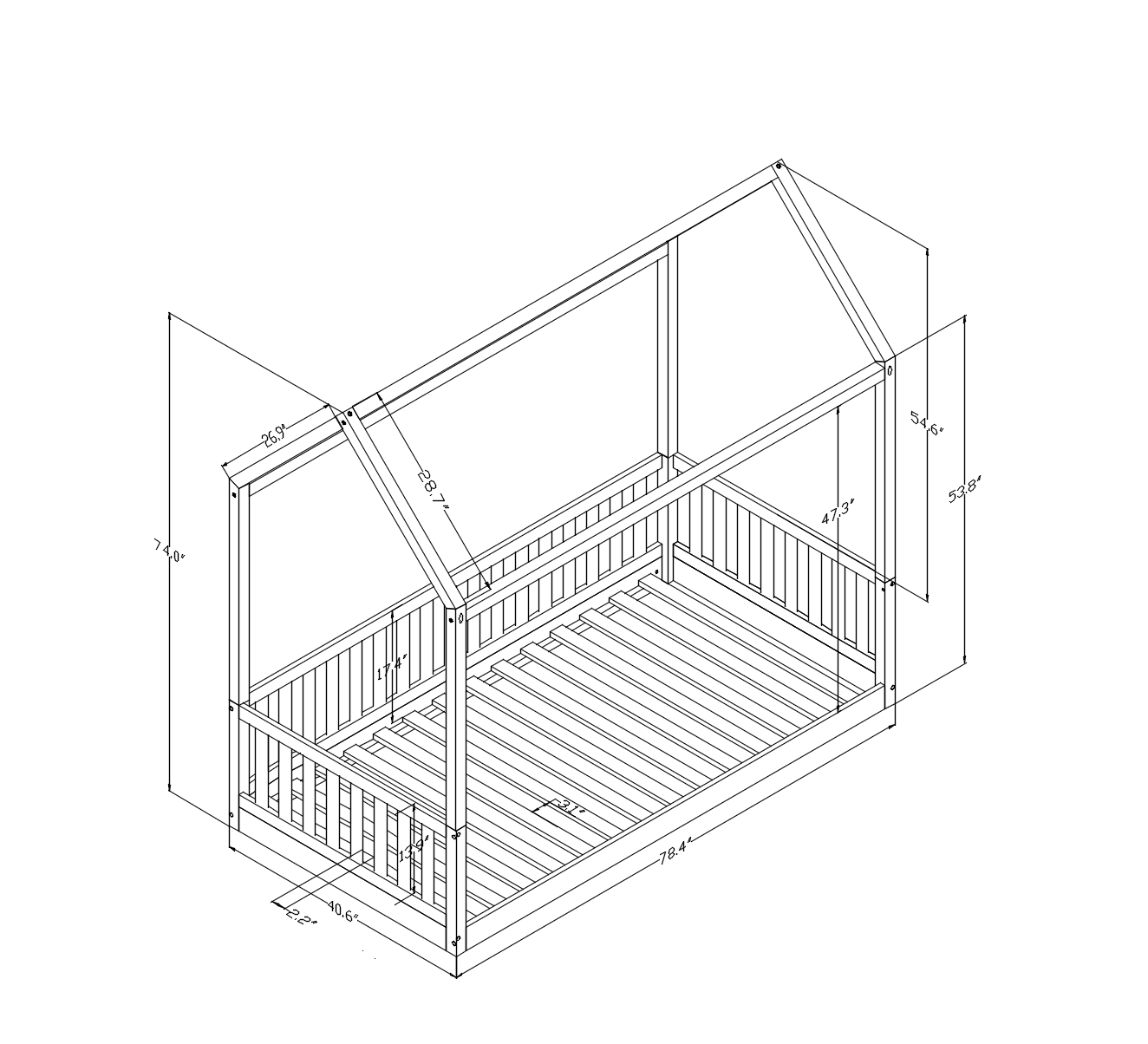 Bella Floor Twin Daybed Custom Kids Furniture