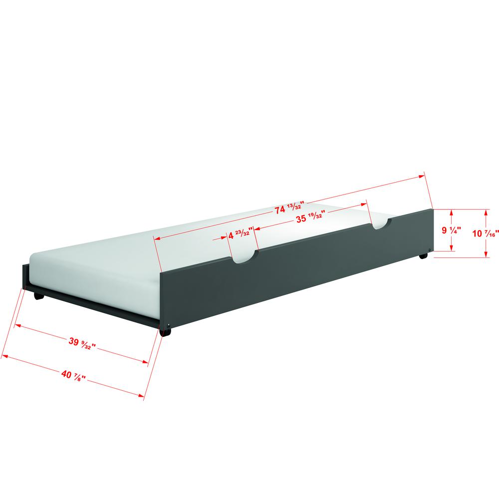 Jacob Gray Twin Trundle Bed for Kids