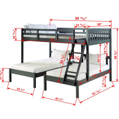 Bentley Full over Double Twin Triple Bunk Bed Custom Kids Furniture