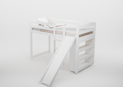 Harper Twin Loft Bed with Slide & Built-In Shelving Custom Kids Furniture