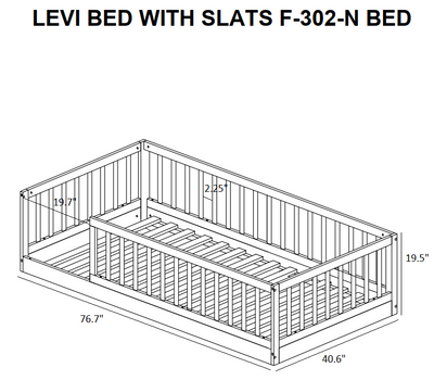 Levi Montessori Floor Bed with Rails
