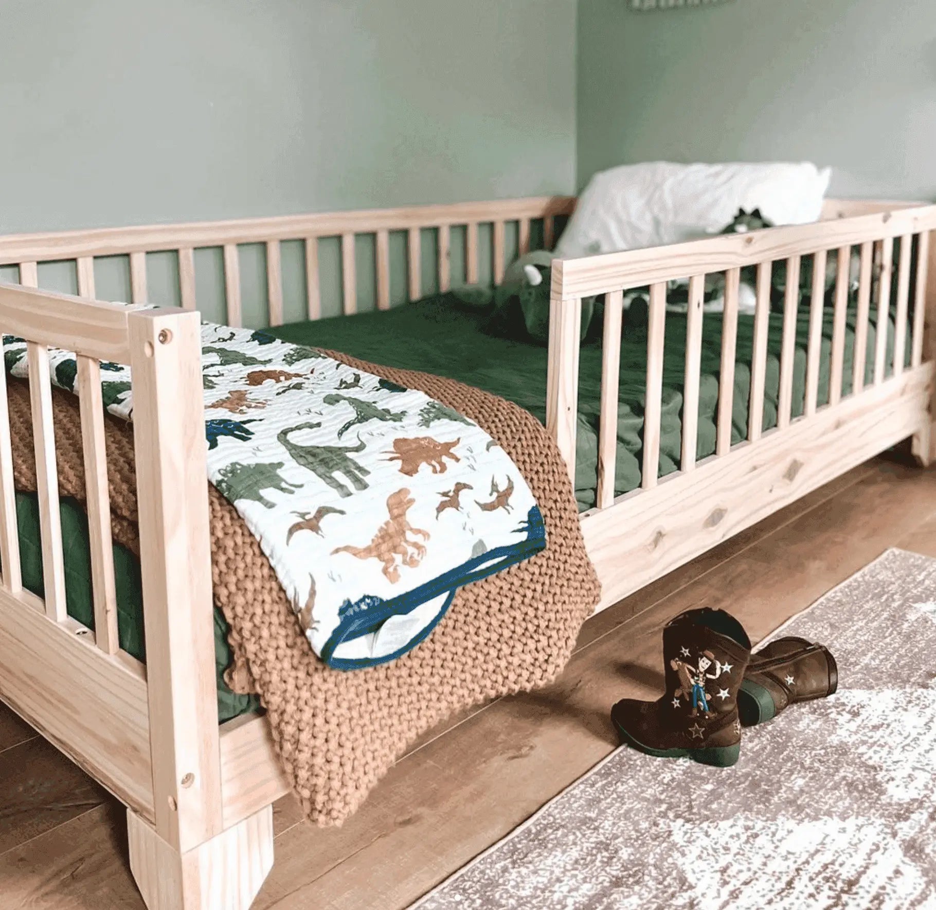 Luca Convertible Toddler Floor Bed | Montessori Bed with Rails
