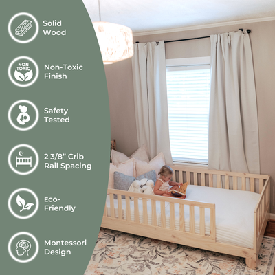 Luca Montessori Toddler Bed | Floor Bed with Rails