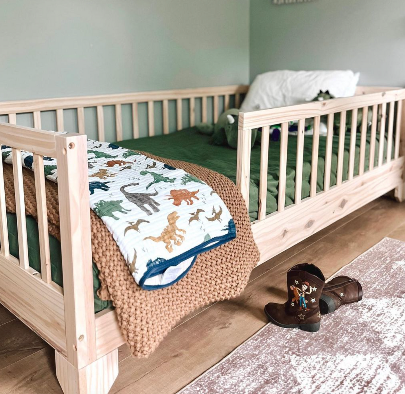 Luca Montessori Floor Bed with Rails Custom Kids Furniture