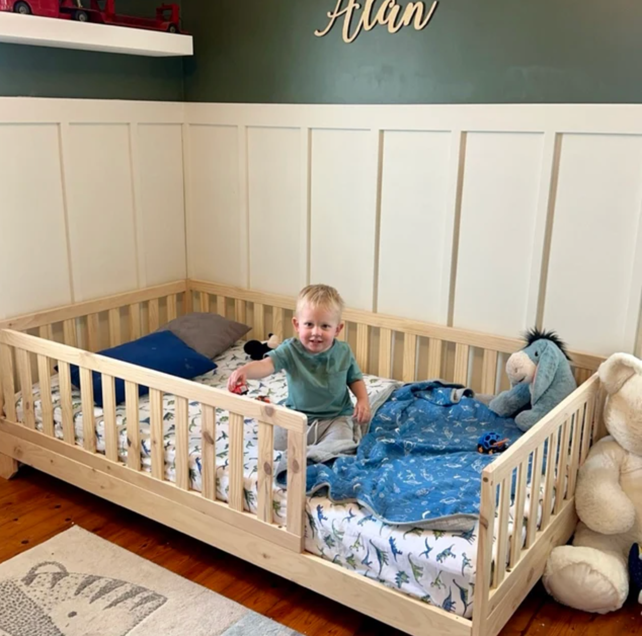 Luca Toddler Floor Bed with Rails Custom Kids Furniture