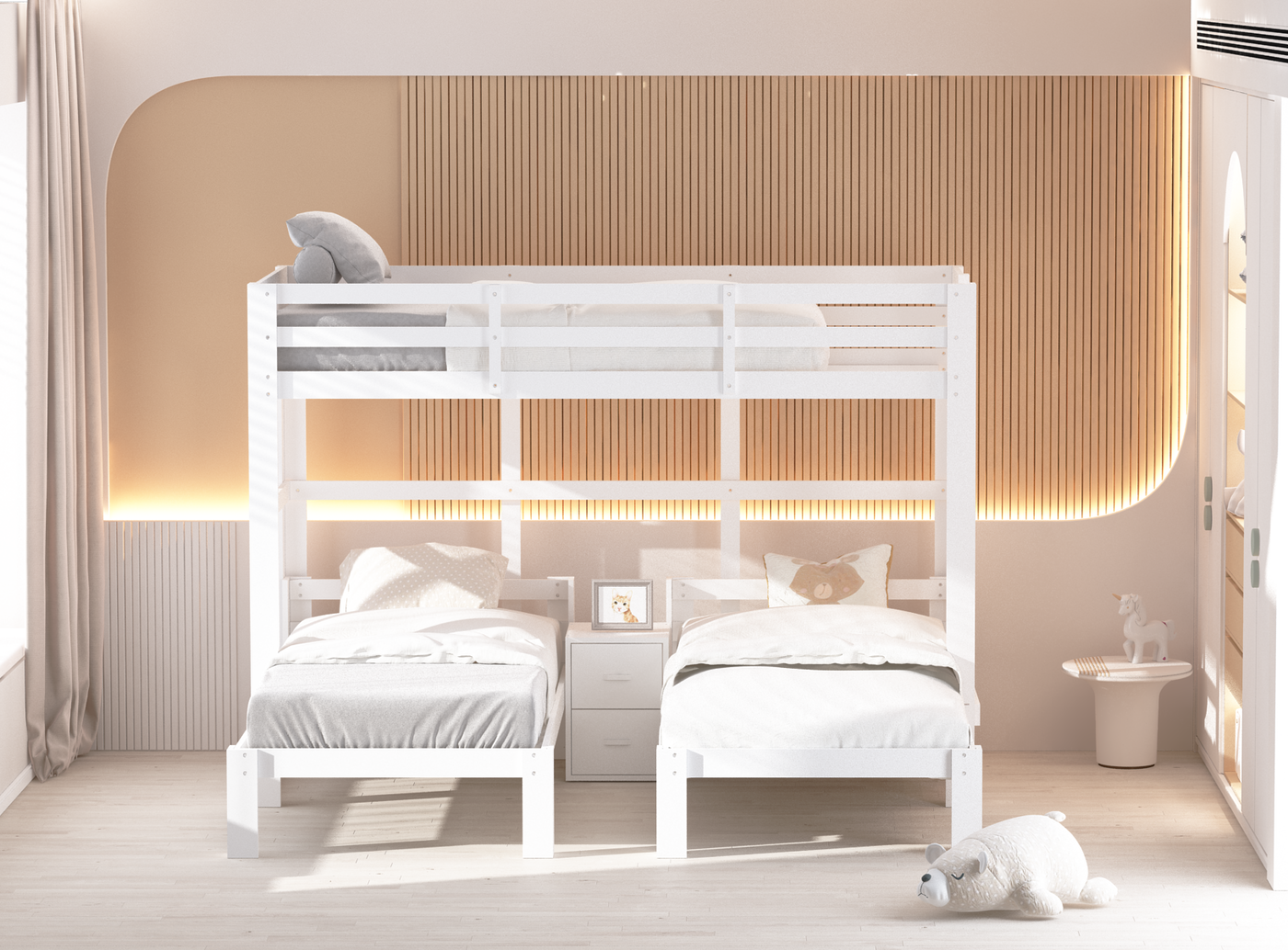 Audrey Triple Bunk Bed in White Custom Kids Furniture