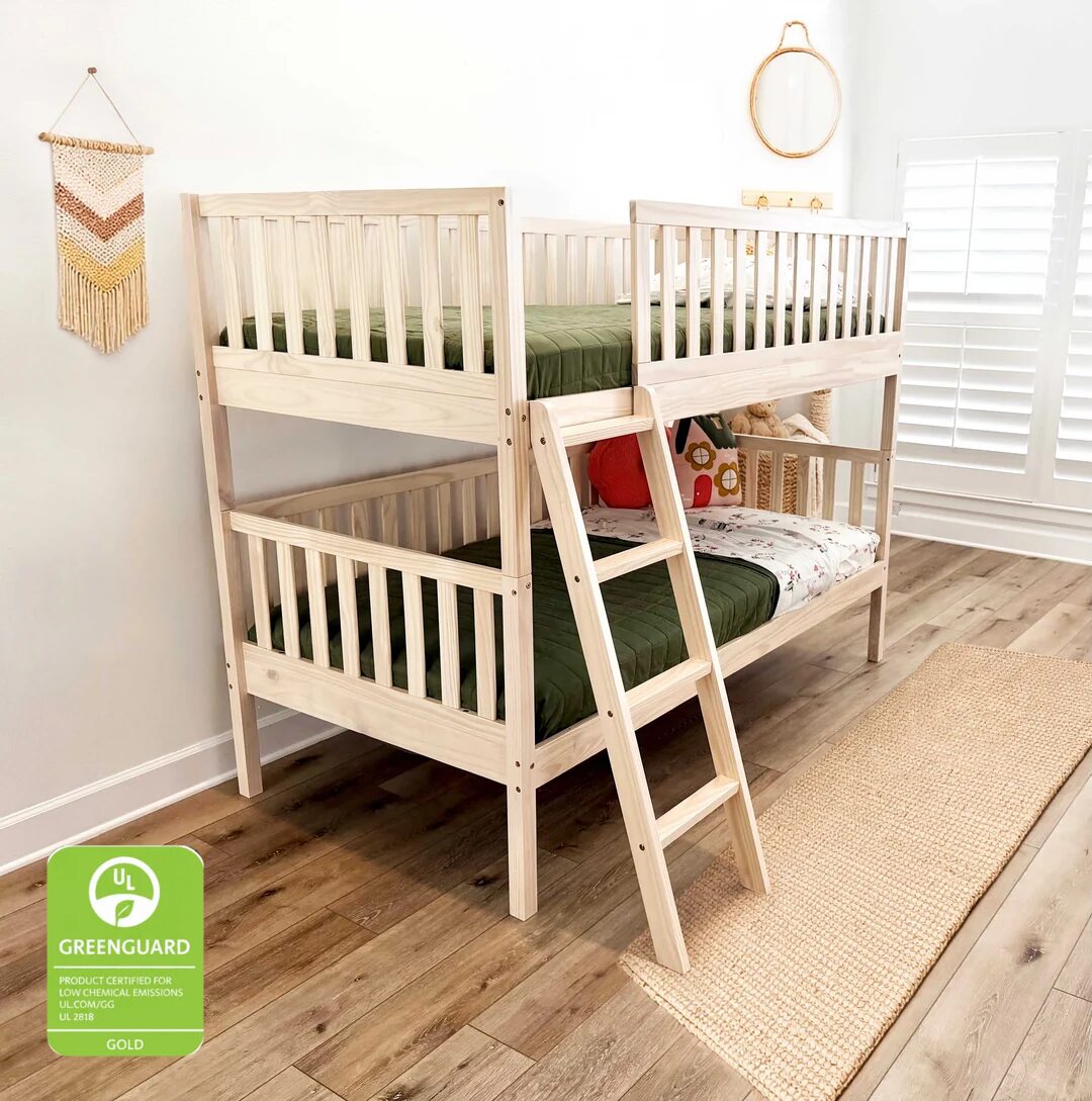 Luca Toddler Floor Bed with Rails converted into a Twin over Twin Bunkbed with Tilt Ladder