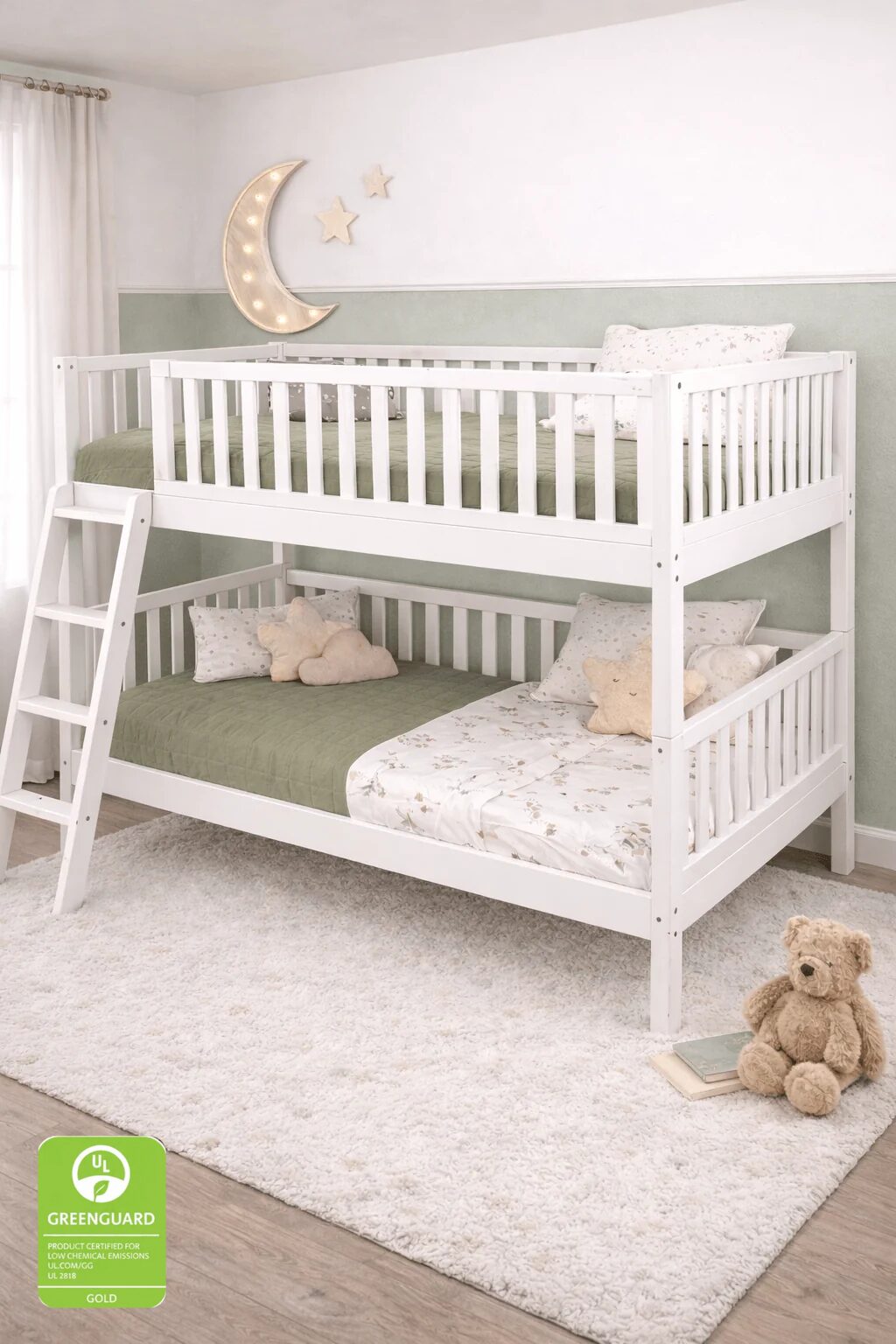 Montessori Toddler Floor Bed Converted to Twin over Twin Bunk Bed