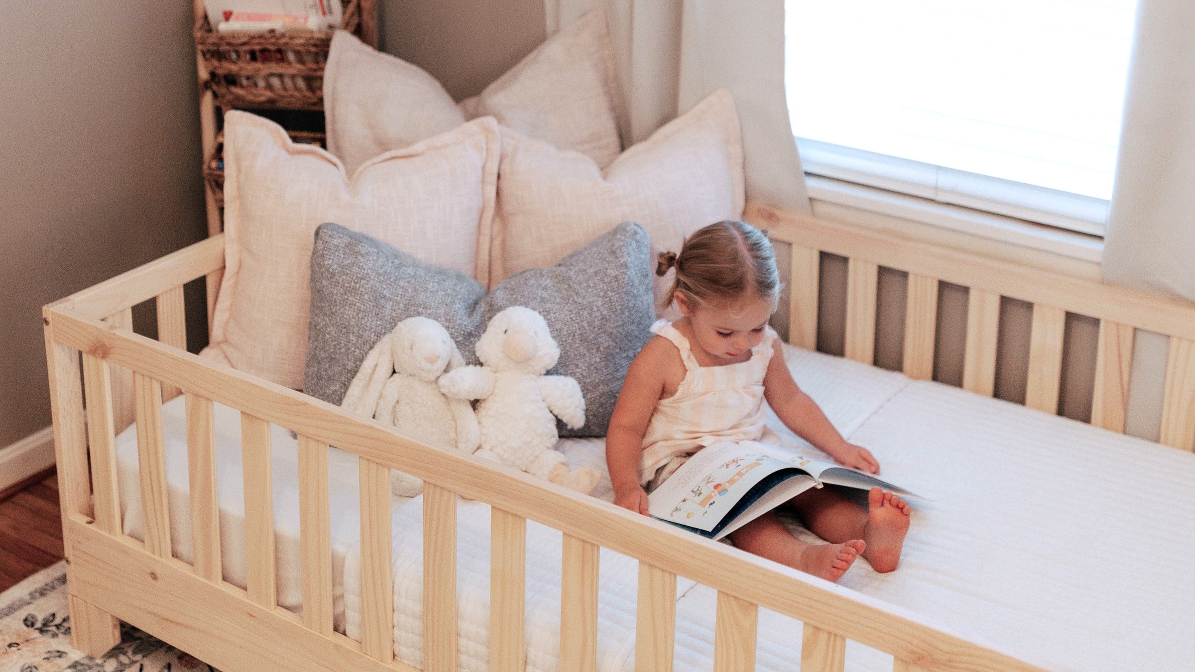 Children's Floor Bed, Montessori Bed with Rails