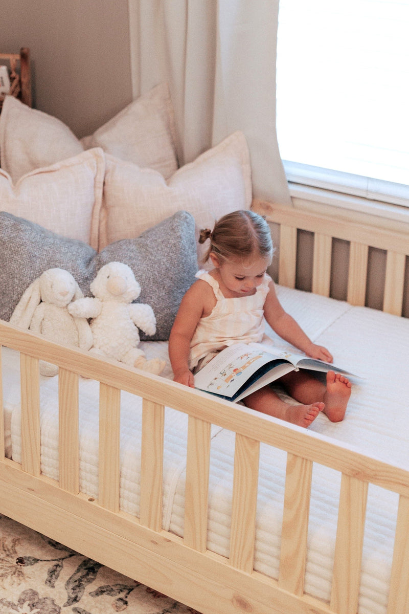 Toddler Floor Bed, Montessori Bed with Rails