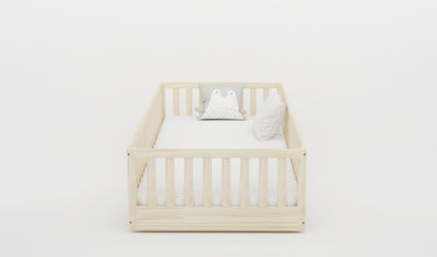 Hardwood Gianna Toddler Floor Bed with Gate Custom Kids Furniture