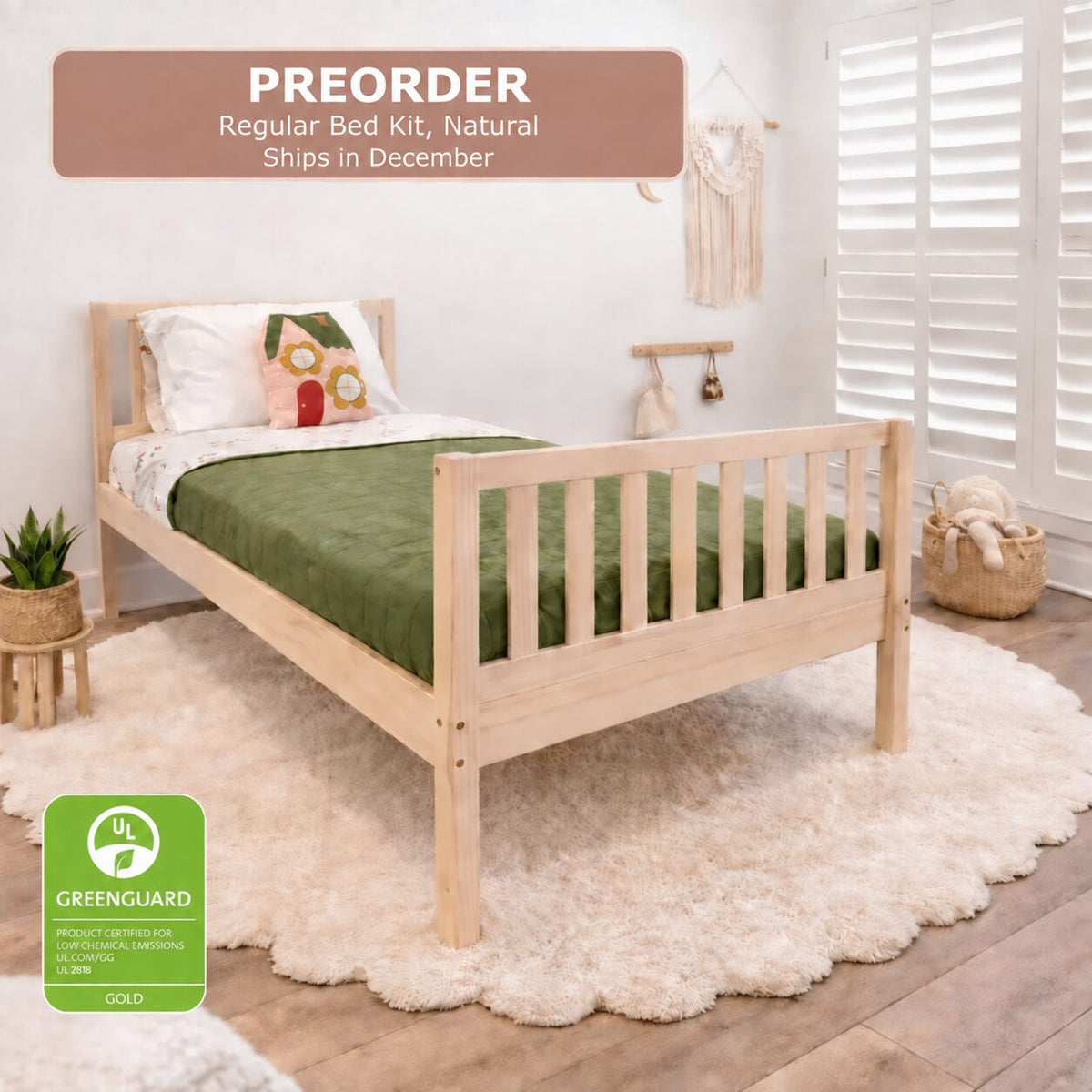 Luca Montessori Floor Bed Natural Twin Bed Conversion Kit Custom Kids Furniture