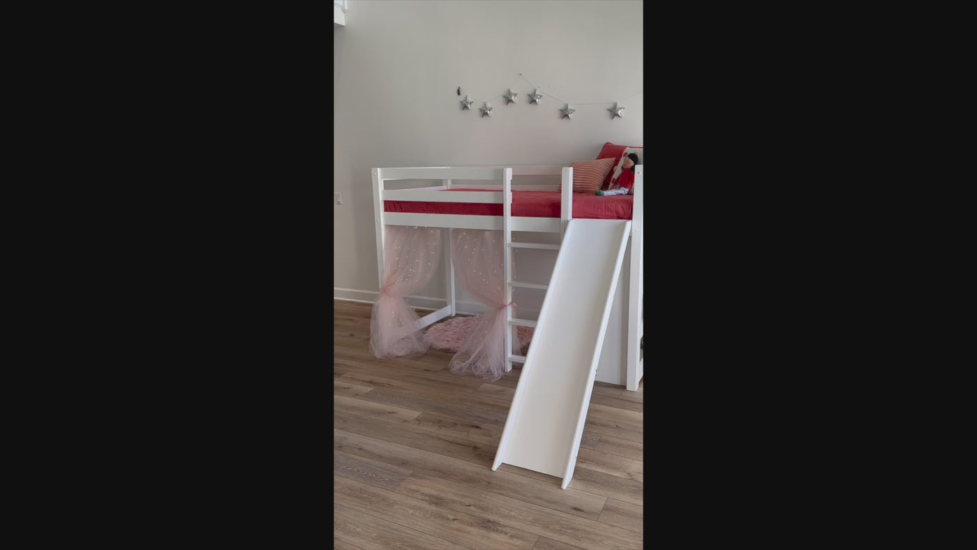 Harper Twin Loft Bed with Slide & Built-In Shelving