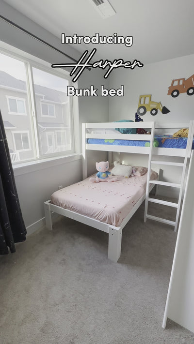 Harper Kids Bunk Bed with Slide & Built-In Shelving