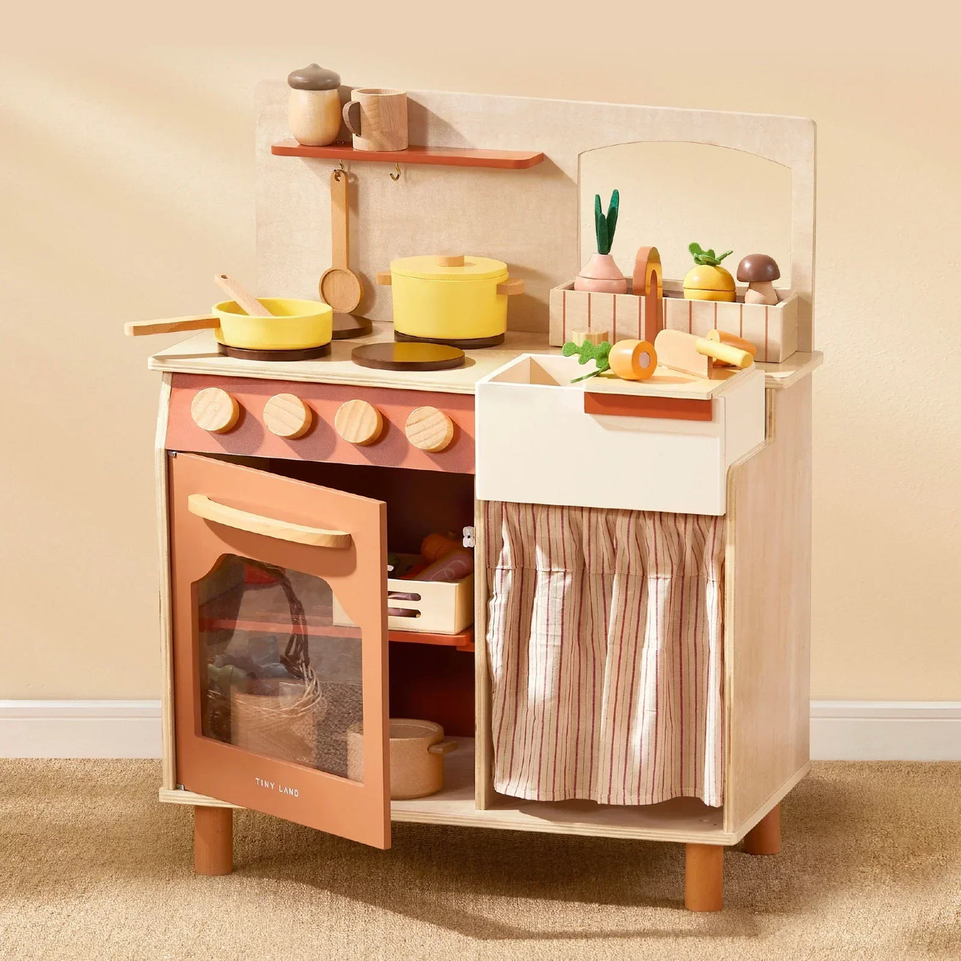 Tiny Land® Modern & Versatile Wooden Kids Play Kitchen Tiny Land