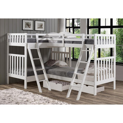 Bellamy Quad Bunk Beds in White with Storage Custom Kids Furniture