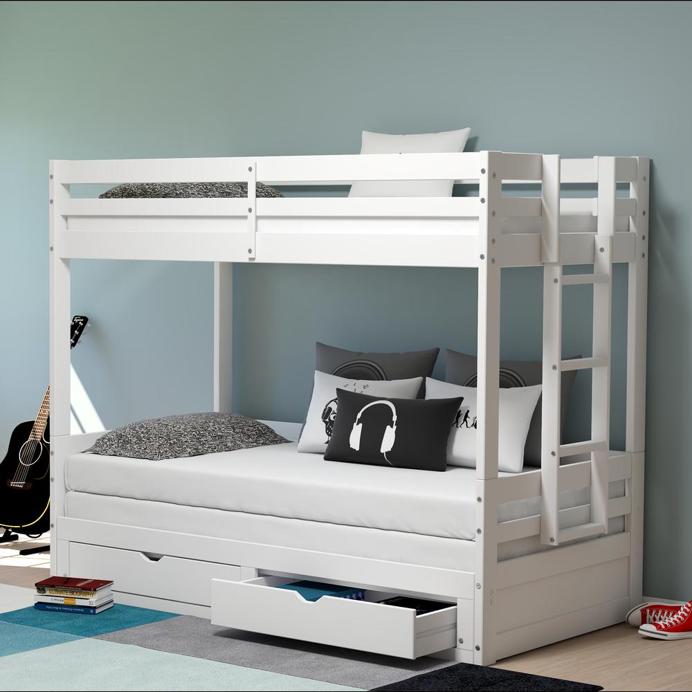 Violet Twin over King Bunk Bed with Storage in White Custom Kids Furniture