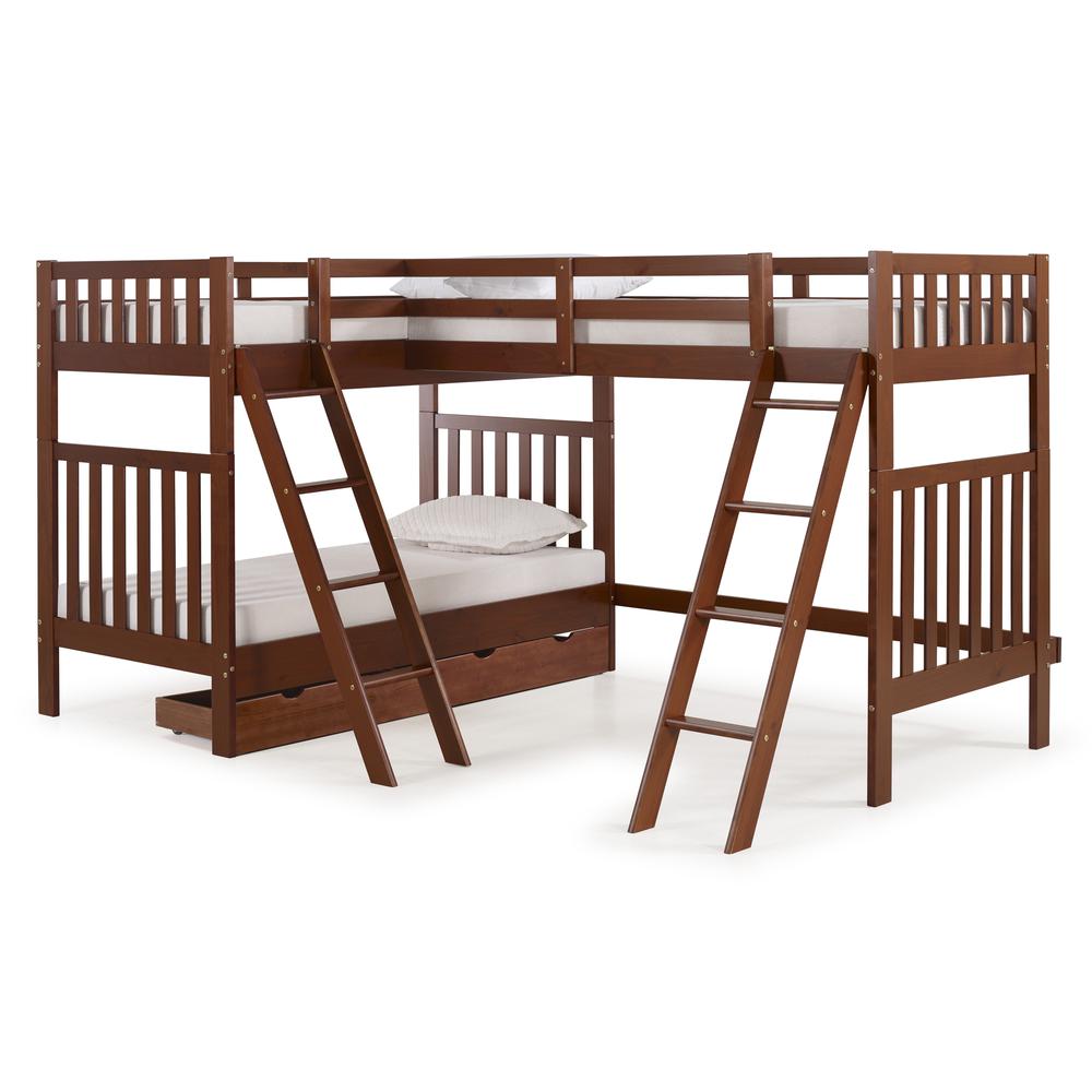 Austin 3 Bunk Bed in Chetsnut with Storage Custom Kids Furniture