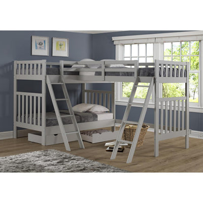 Austin 3 Bunk Bed in Grey with Storage Custom Kids Furniture