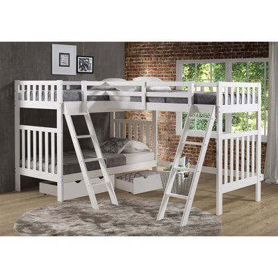 Austin 3 Bunk Bed in White with Storage Custom Kids Furniture