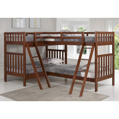 Bellamy Quad Bunk Beds in Chetsnut Custom Kids Furniture