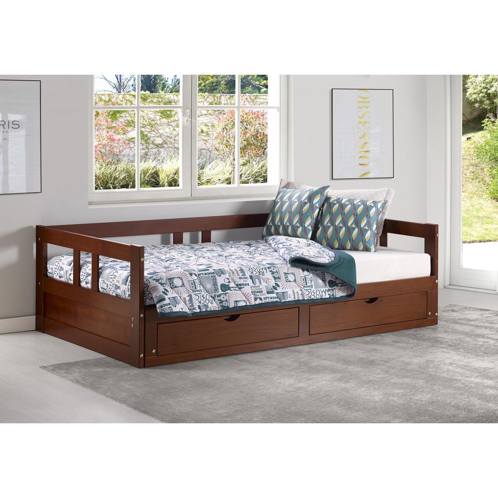 Rowan Twin to King Extendable Day Bed - Chestnut Custom Kids Furniture