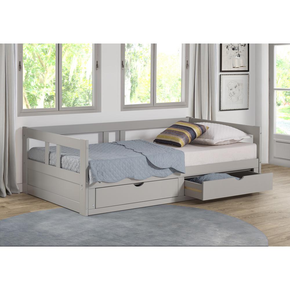 Rowan Twin to King Extendable Day Bed in Gray Custom Kids Furniture