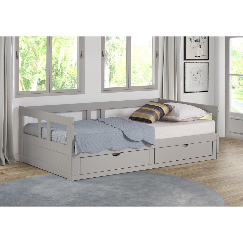 Rowan Twin to King Extendable Day Bed in Gray Custom Kids Furniture