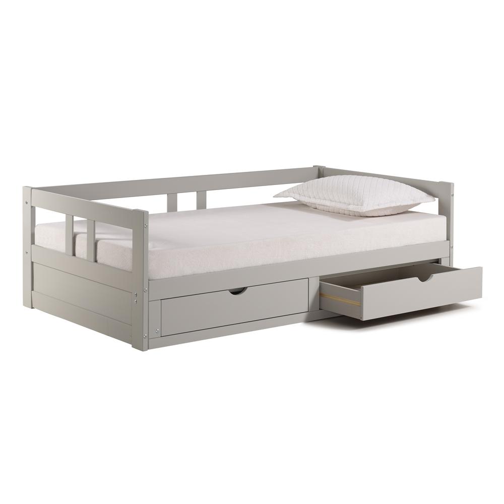 Rowan Twin to King Extendable Day Bed in Gray Custom Kids Furniture