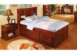 Addison Captains Bed with Bookcase Headboard and Six Drawers Custom Kids Furniture