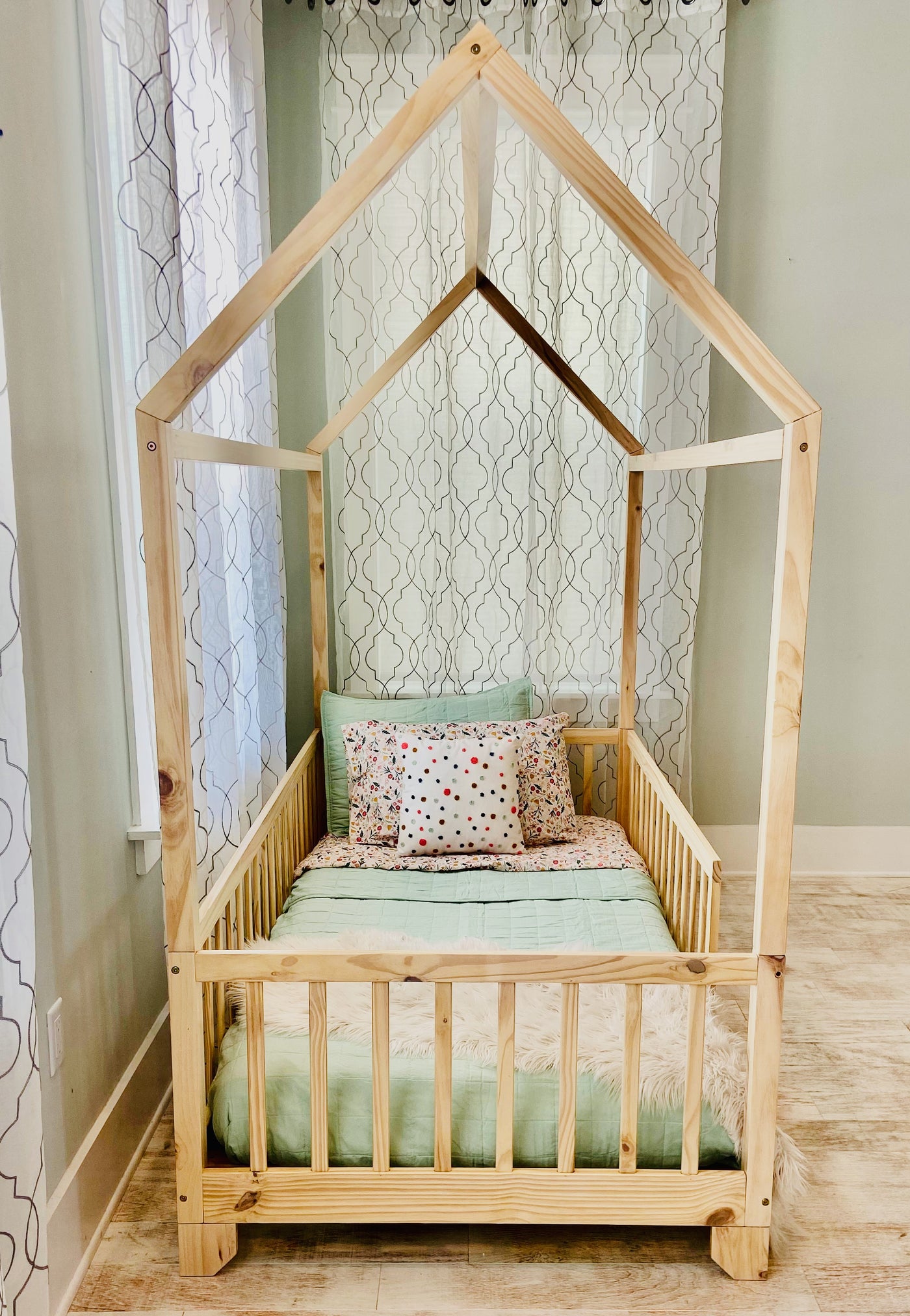 Aiden Toddler House Bed with Rails Custom Kids Furniture