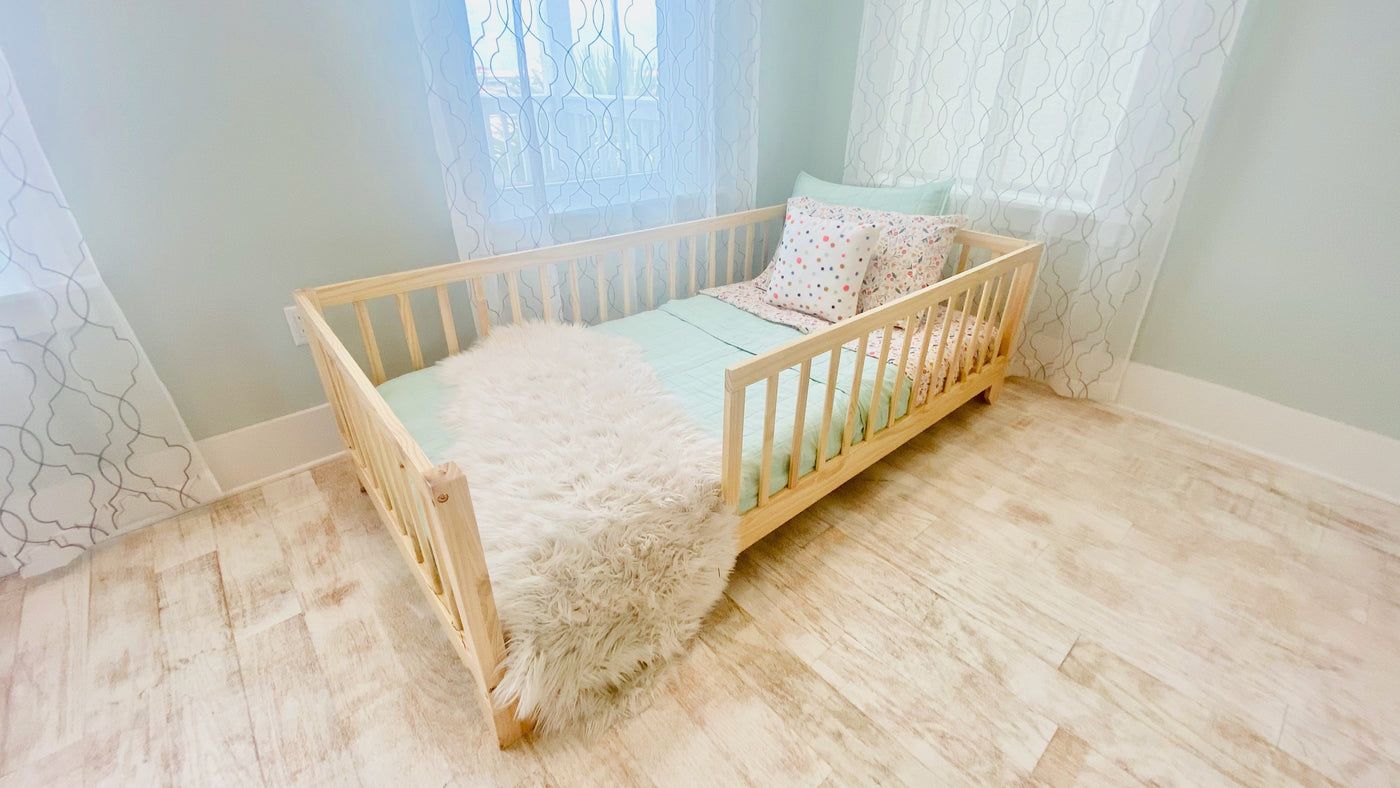 Luca Montessori Floor Bed with Rails Custom Kids Furniture