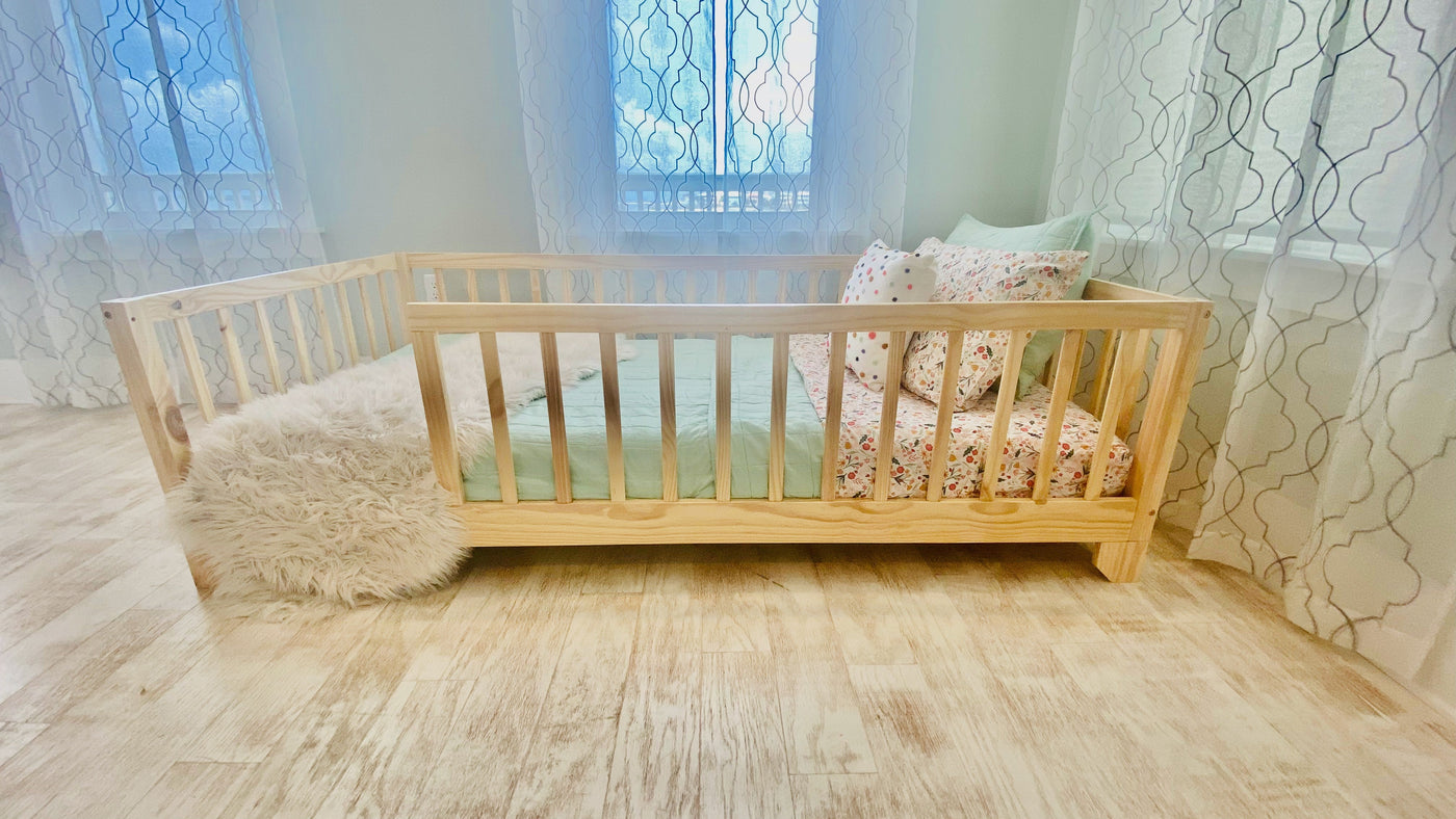 Luca Montessori Floor Bed with Rails Custom Kids Furniture