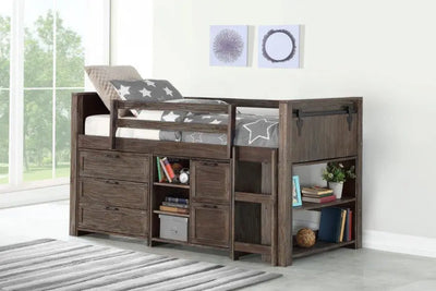 Alexander Rustic Low Loft Bed with Storage Custom Kids Furniture