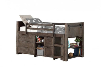 Alexander Rustic Low Loft Bed with Storage Custom Kids Furniture