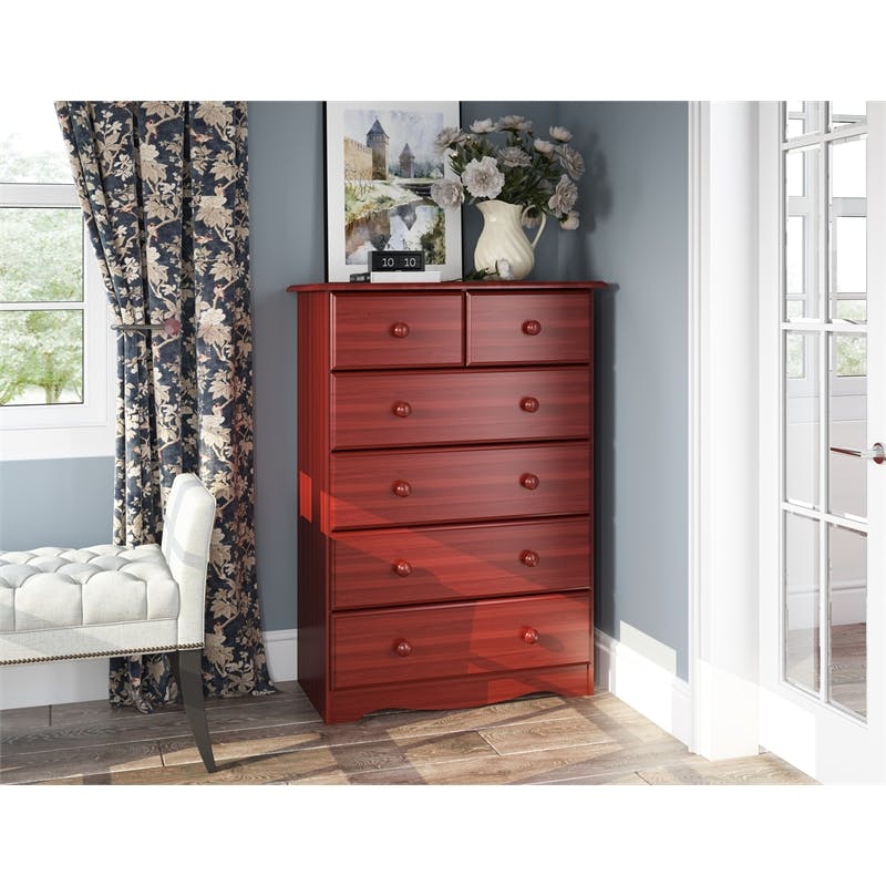 Amara Merlot Tall 6 Drawer Kids Dresser Custom Kids Furniture