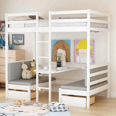 Amelia White Convertible Table to Bunk Bed Custom Kids Furniture