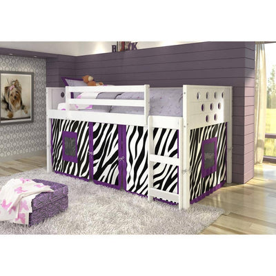 Aria Loft Bed with Slide & Zebra Tent Custom Kids Furniture