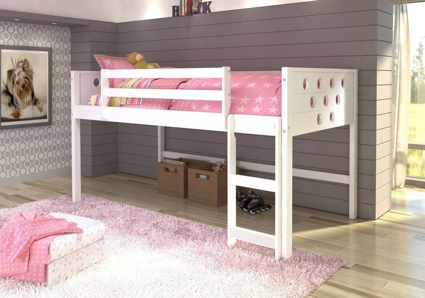 Aria Twin White Loft Bed Custom Kids Furniture